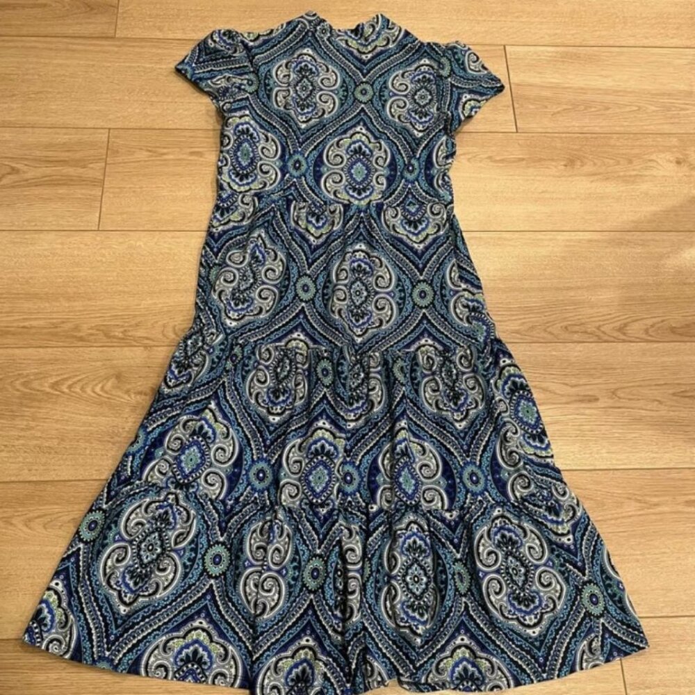 Jude Connally Women's Navy Tiered Midi Dress Sz Lg MSRP $228 - Picture 2 of 5